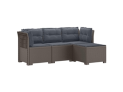 Vidaxl Sofá De Jardim Para 4 Pessoas Com Almofadas Estilo Rattan Pp