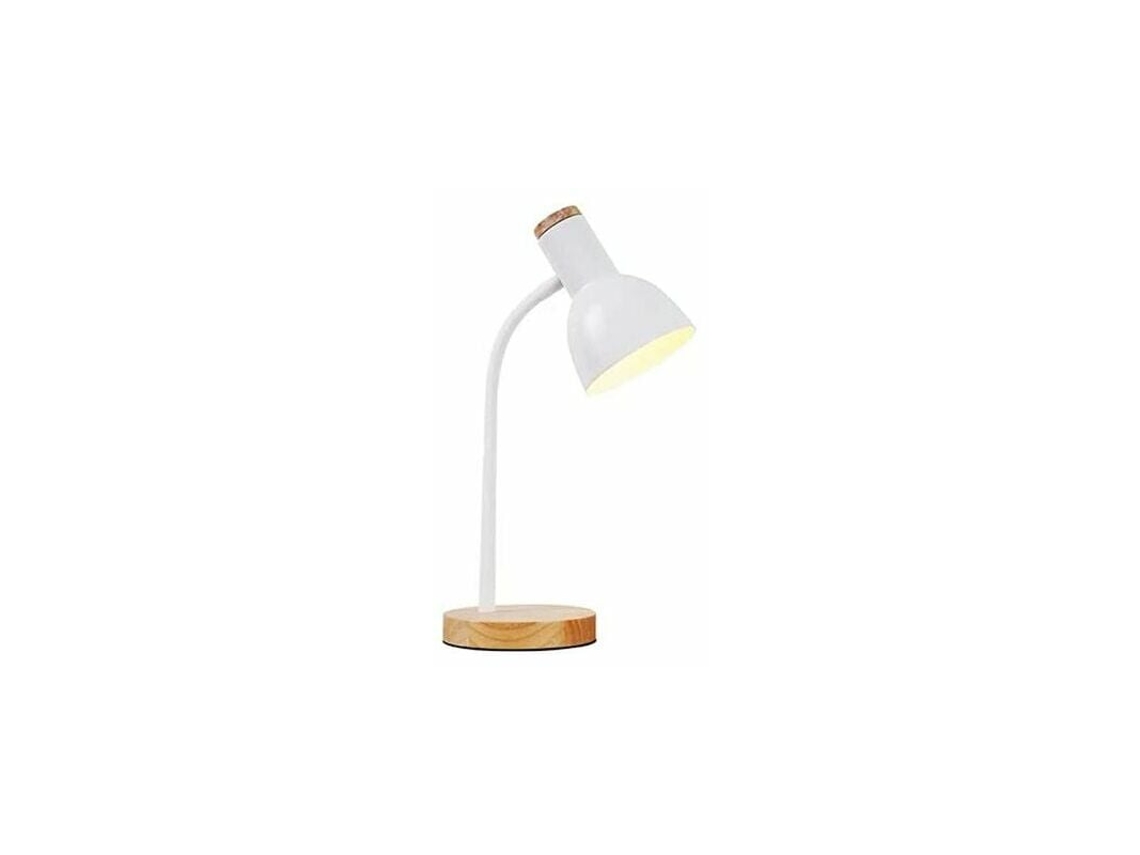 Lâmpada De Mesa E 27 Base Em Madeira (branco)