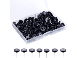 100 Tachinas Numeradas, Tachinas de Plástico Preto com Números Brancos BRILVIBERA