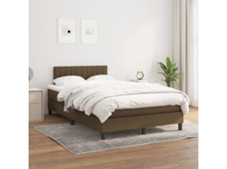 Vidaxl Cama Com Molas/colchão 120x200 Cm Tecido Castanho-escuro