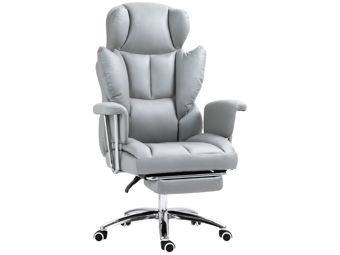 Cadeira De Escritório Ergonômica, Estofada, Com Apoio Para Os Pés, Encosto Ajustável, Giro De 360°, Cinza Claro Ehstmind