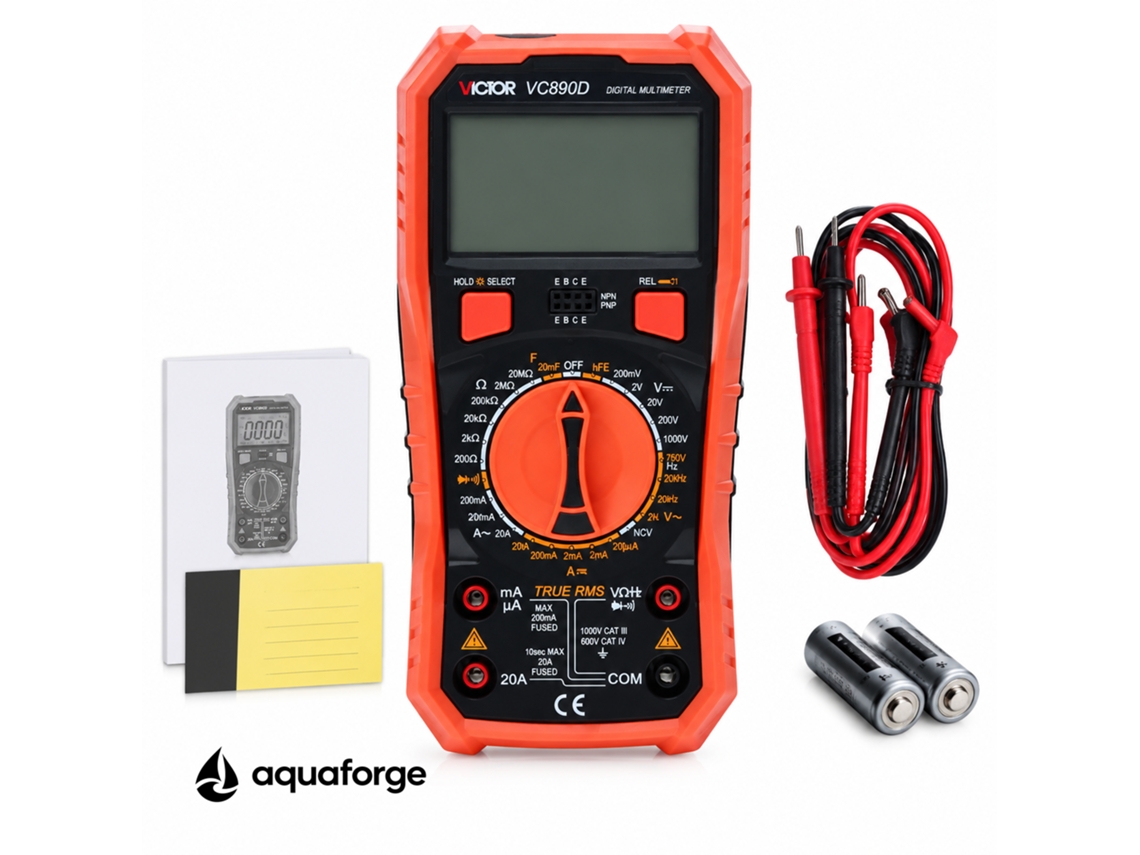 Multímetro Digital Aquaforge Vc890d, 20a, Ecrã Lcd