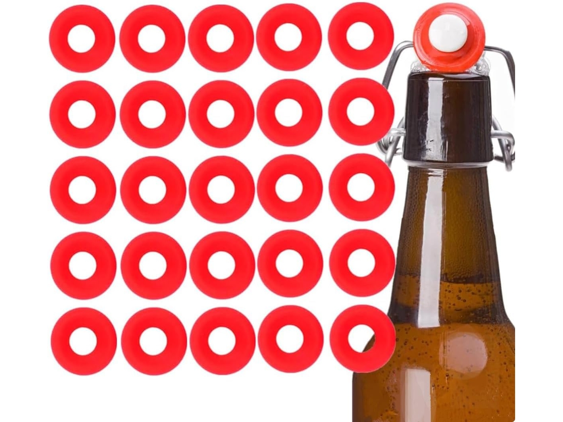 25 Juntas Grolsch Para Garrafas Com Tampa De Rosca, De Silicone, Vermelhas, Macias, Anti-vazamento