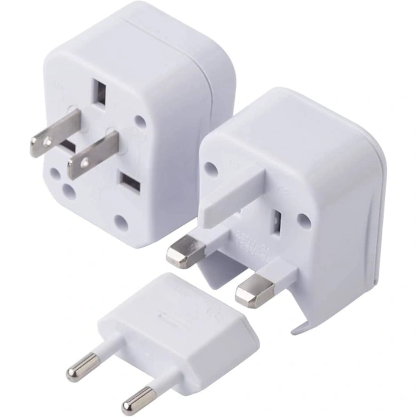 Adaptador De Viagem, Ue Para Todas As Tomadas, Adaptador De Energia Internacional Universal, 3 Tomadas Em 1, 220v(branco)