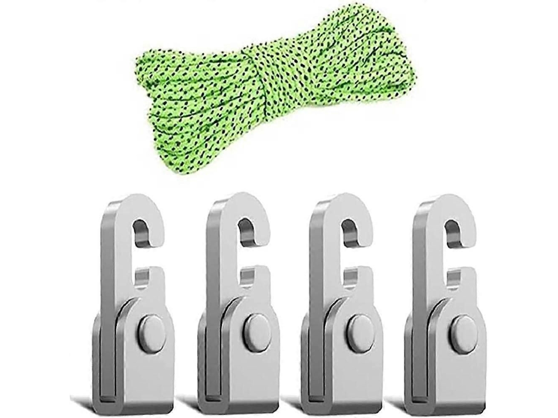 Kit Com 4 Ganchos Com Corda De Auto-travamento Para Pendurar E Fixar Em Acampamentos