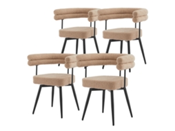 4x Cadeiras De Jantar Ml-design Giratórias 360°, Estofadas Em Tecido Teddy Castanho