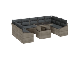 Conjunto 10 Conjunto De Sofá De Jardim Vidaxl Cinzento Vime Pe (100 X 55 X 73 Cm)