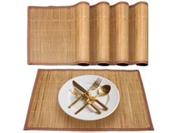 4 peças de mesa de bambu, resistentes ao calor, laváveis, enroláveis, 45x30 cm, STELASPLEN
