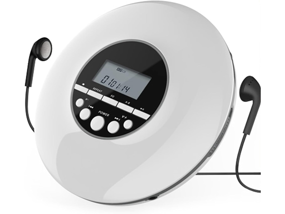 Leitor Cd Portátil, Reprodutor De Música Mp3 Com Fones De Ouvido Estéreo E Saída Bluetooth, De Com Visor Lcd.