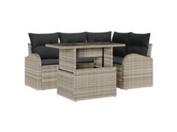 Conjunto 5 Móveis De Jardim Vidaxl Cinzento-claro Vime Pe (100 X 55 X 73 Cm)