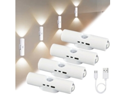 Luz Noturna Led Recarregável Via Usb para Escadas, Corredor e Banheiro, Pacote com 4 Unidades BRILVIBERA
