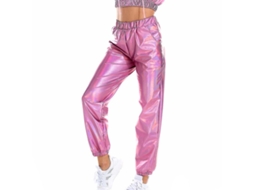 2026 calças Casuais Holográficas para Mulher Srbtv Moda Streetwear Legal Brilhante Clube Estilo Toda Estação
