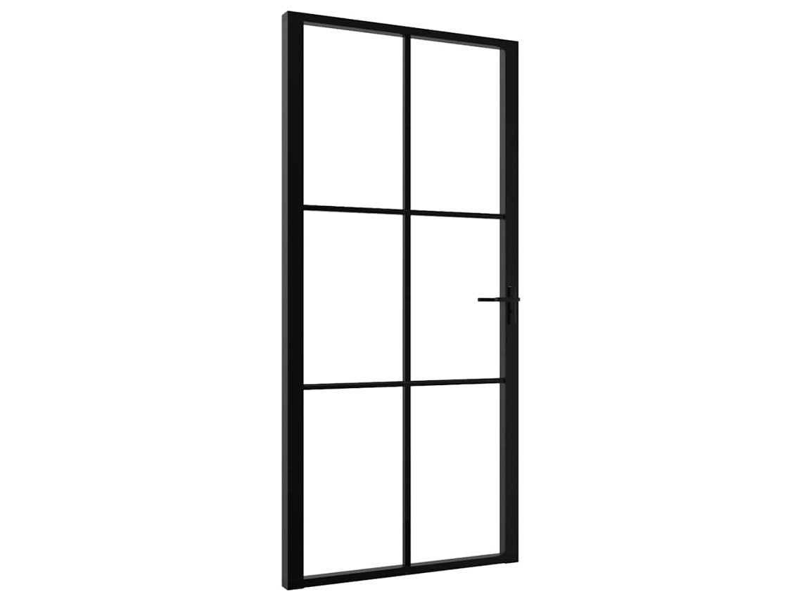 Porta de interior em vidro esg e alumínio 102,5x201,5 cm preto MAISON EXCLUSIVE