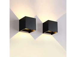 Lote De 2 Plafonniers De Parede Led 12w,moderno,luz Branca Quente 3000k,preto Quadrado Para Quarto,sala,jardim Btforus