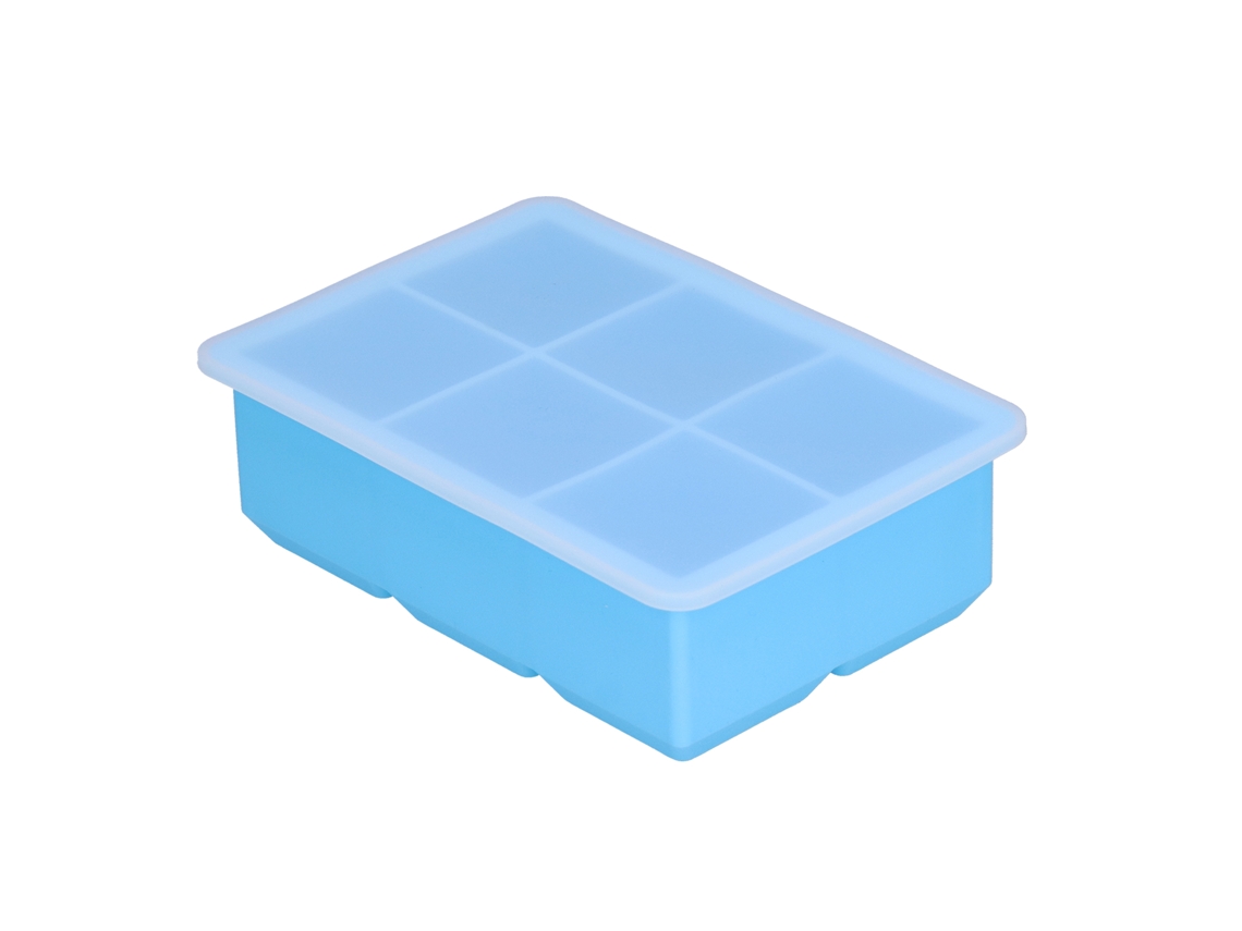 Molde de Gelo Silicone Grande 6 Cubos com Tampa para Gelo Bolos Chocolate Pudding Azul Céu | S/MARCA