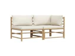 Maison Exclusive - 2 Pcs Conj. Lounge P/ Jardim Em Bambu C/ Almofadões Branco Nata