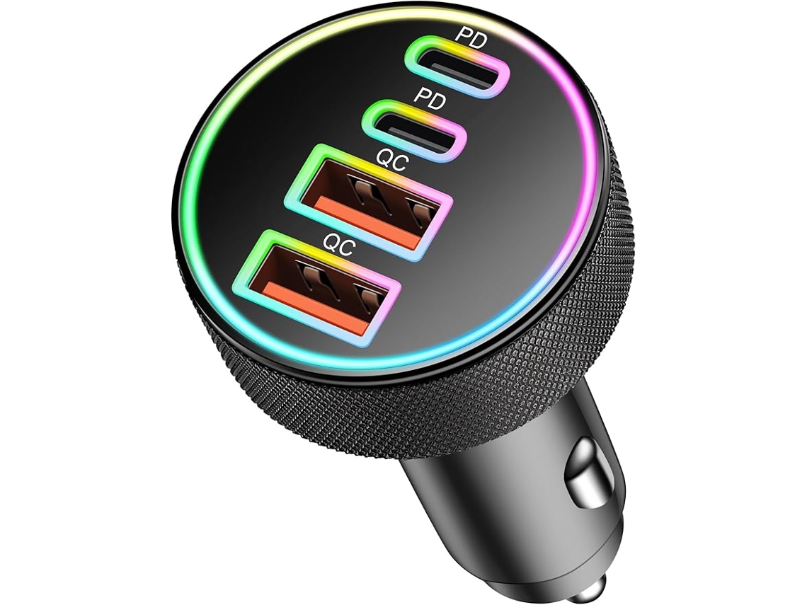Carregador de carro ZYBLSSBB 4 portas, USB C, USB duplo, PD, QC, 12V