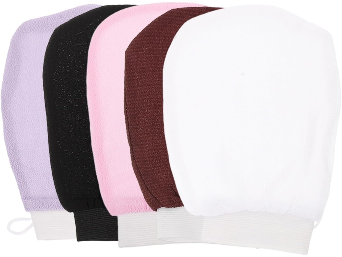Conjunto De 5 Luvas Esfoliantes Corporais Leves E Respiráveis Em Poliéster Para Massagem E Remoção D Gokoco