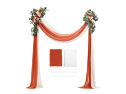 Kit de Arcos Flores Artificiais Laranja para Casamentos, com Cortinas, 2 Peças Arranjos Florais, Cortinas Transparentes, Buquês Cerimônia, Decoração