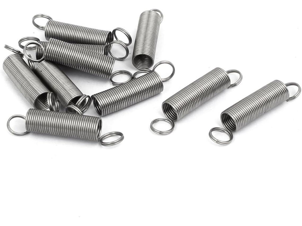 Mola de Tensão e Extensão de 0,6mm X 7mm X 35mm em Aço Inoxidável 304, Prata, 10 Unid CHABERLU