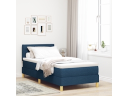 Cama Box Spring Com Colchão Azul 80x200 Cm Tecido