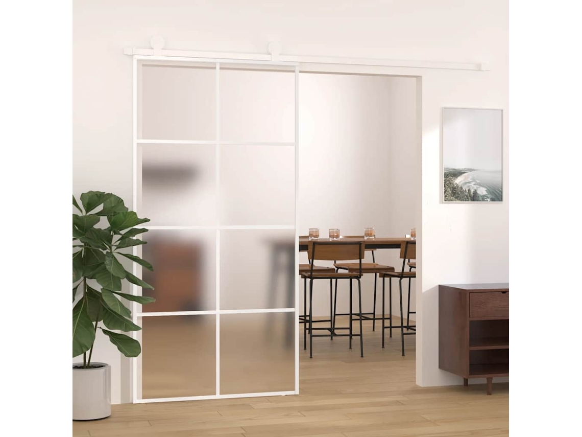 Vidaxl Porta Deslizante Vidro Esg Fosco E Alumínio 102,5x205 Cm Branco