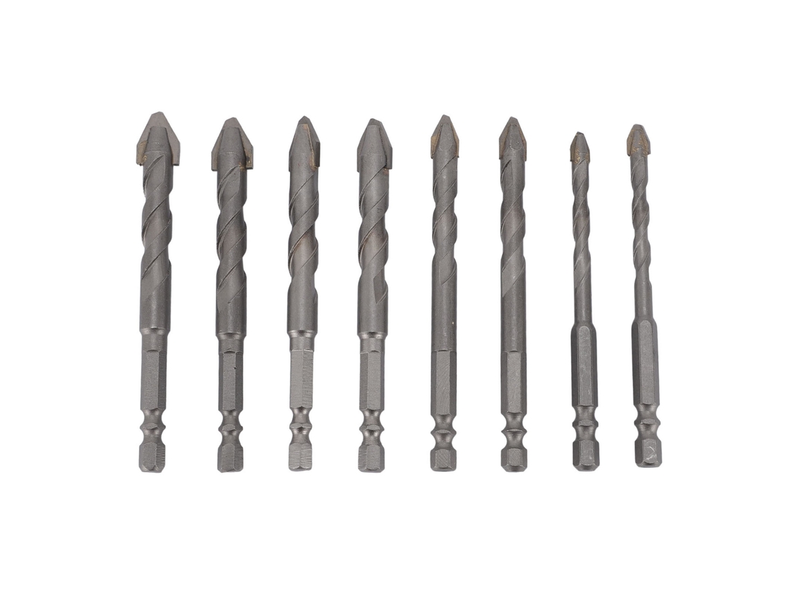 8pcs Broca De Torsión Excéntrica De Alta Resistencia Punta De Carburo Mango Hexagonal Para Paredes Y Azulejos