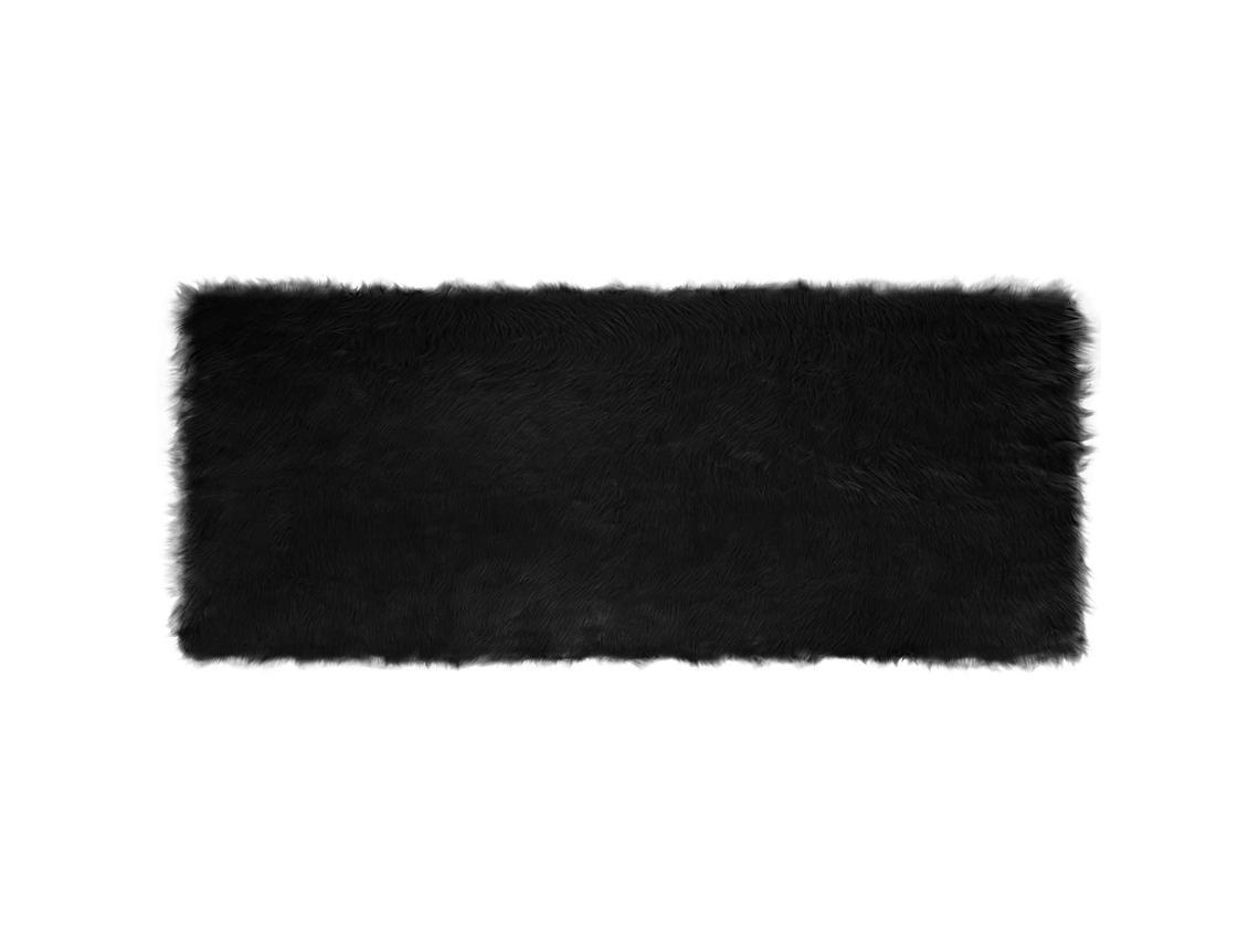 Vidaxl Tapete De De Ovelha Sintética Tafalla Preto 80 X 200 Cm