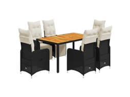 Maison Exclusive - 7 Pcs Conjunto De Bistrô P/ Jardim C/ Almofadões Vime Pe Preto
