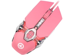 Mouse com iluminação ajustável GOKOCO para jogos, rosa