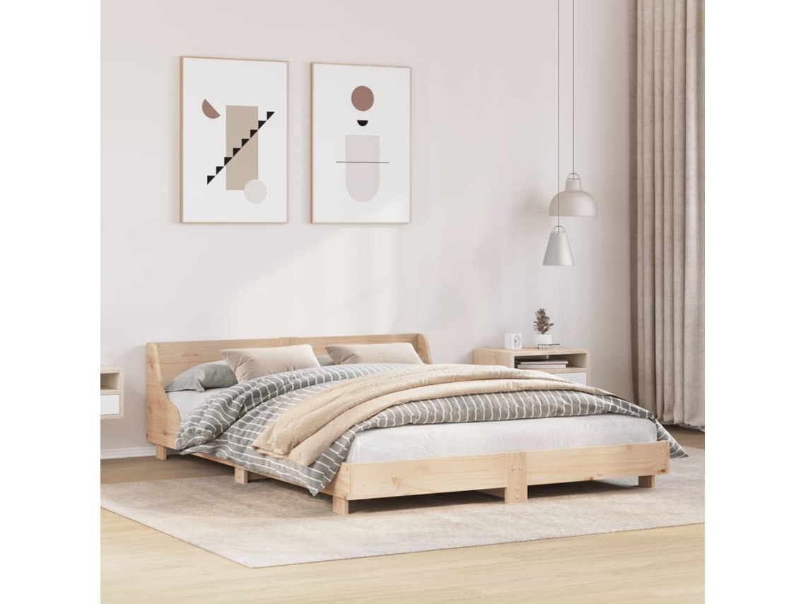 Cama Sem Colchão 140x190 Cm Madeira De Pinho Maciça