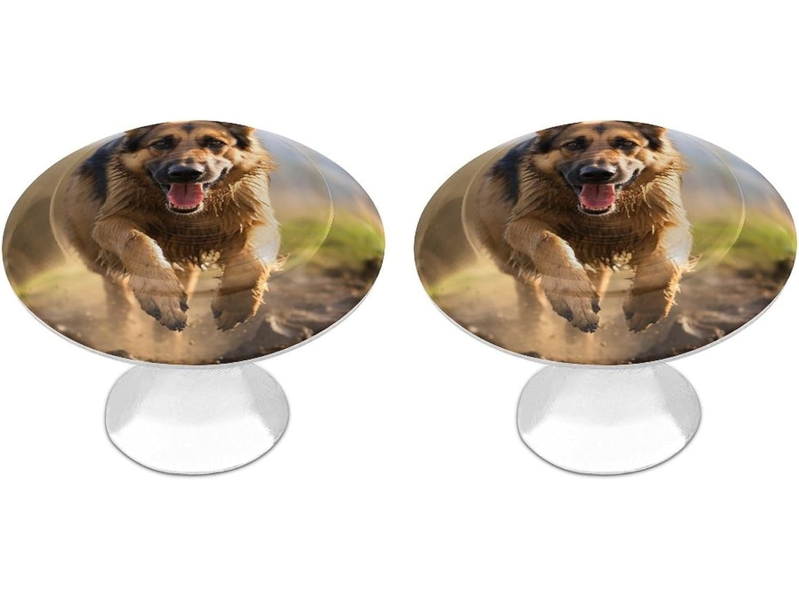Conjunto De 2 Puxadores Aço Inoxidável Para Armários Cozinha, Personalizados Com Desenho De Um Pastor Alemão Correndo