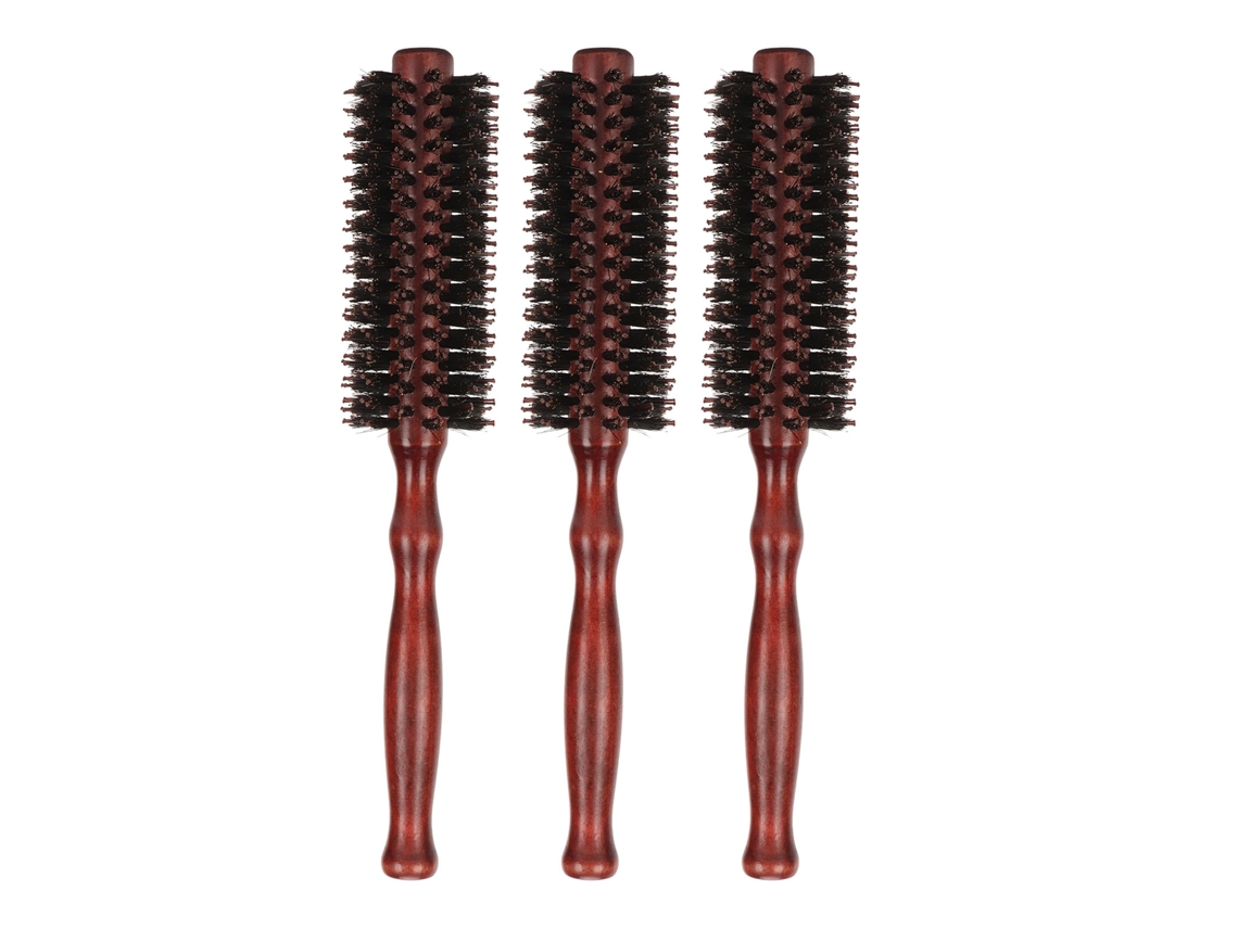 3pcs Pincel De Cabelo Redondo Resistente A Altas Temperaturas Anti-estático Para Estilo Salon E Casa