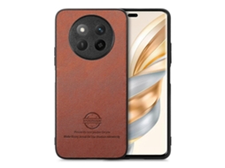 Capa Traseira Para Celular Honor X60 Em Couro Sintético Sarjado.