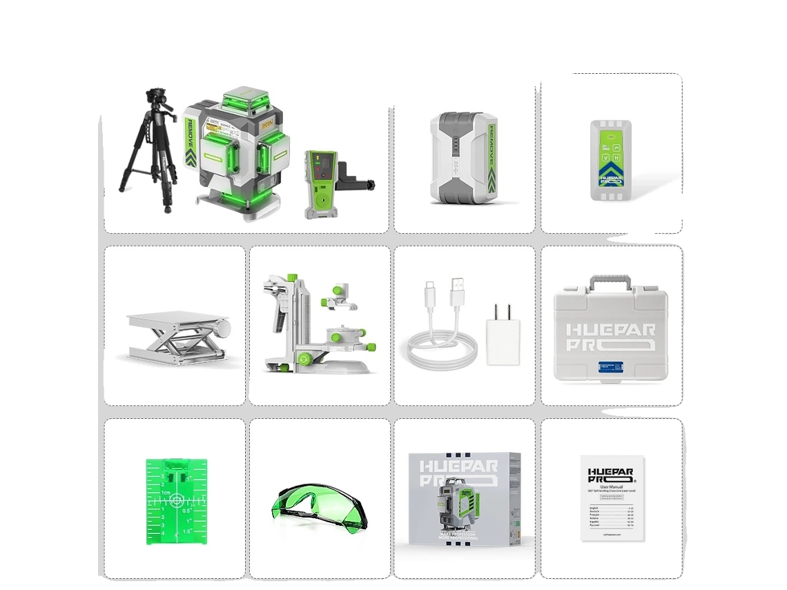 Nível A Laser Huepar, Alinhamento De 16 Linhas, Alta Precisão ±2mm, Set 5 Oem
