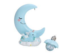 Lâmpada Noturna Unicornio Lua Resina Branco Frio Azul 4.5v