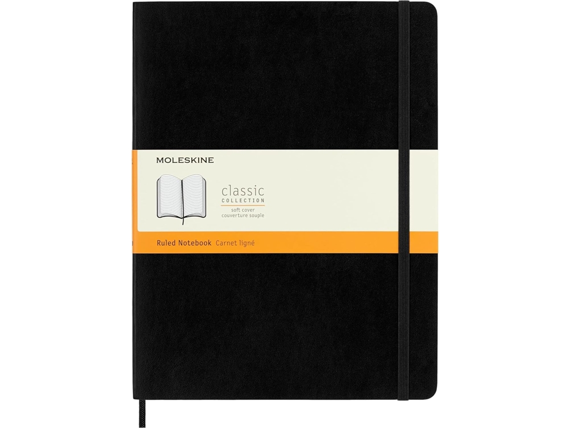 Caderno Moleskine Classic com Pauta, Capa Flexível e Fecho Elástico, Cor Preta, Tamanho Extra Grande , 192 Páginas BRILVIBERA (19 X 25 Polegadas, A4)