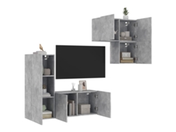 Vidaxl 4 Pcs Móveis de Parede P/ Tv Derivados de Madeira Cinza Cimento