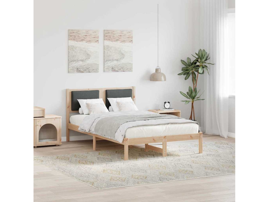 Vidaxl Estrutura Da Cama Com Cabeceira Cinza Escuro 120 X 190 Cm