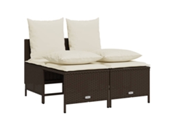 Conjunto de 4 Sofás de Jardim com Almofadões Vime Pe Castanho MAISON EXCLUSIVE (4 pcs)