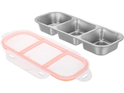 Lancheira Bento Alipis De Aço Inoxidável Com 600ml, 3 Compartimentos Selados E Tampa Hermética Para Armazenar Alimentos