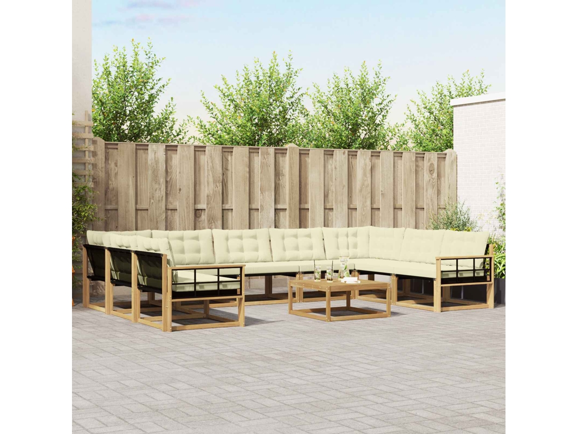 Vidaxl Conjunto De Sofás Para Exterior 10 Pcs Branco E Creme
