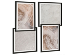 Conjunto De Pinturas Montanhas, Lago, Barco, Paisagem De Praia Moldura Preta Imagens Para Um Quarto Infantil Espelharte (conjunto De 4 Imagens)