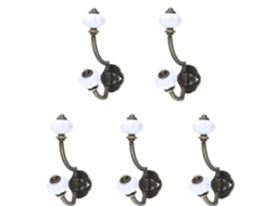 Ganchos De Parede Retrô Em Cerâmica Bronze, Conjunto De 5 Peças, Estilo Campestre, Para Casacos E Chapéus