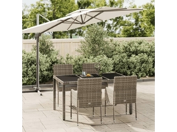 Vidaxl 5 Pcs Conjunto de Jantar P/ Jardim C/ Almofadões Vime Pe Cinza