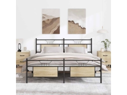 Vidaxl Estrutura de Cama Sem Colchão 180x200cm Metal Carvalho Sonoma