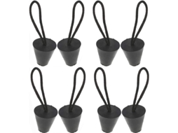 Conector De Drenagem Universal De Canoa Com Cordão 8 Peças Material Borracha Silicone Preto
