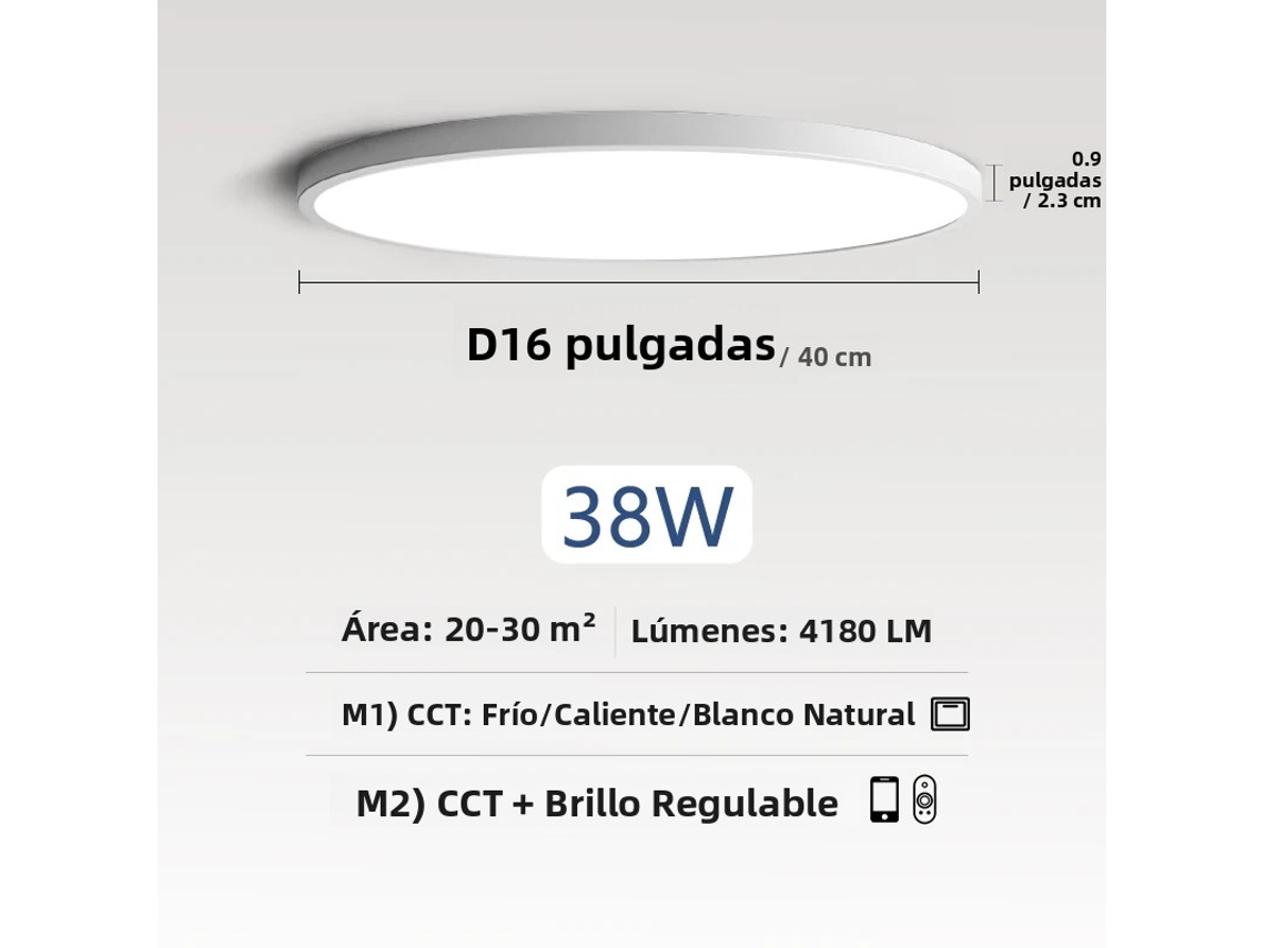 Luminária De Teto Led Inteligente (branca, 16 Polegadas, 38 W), Controlável Remotamente Por Aplicativo.