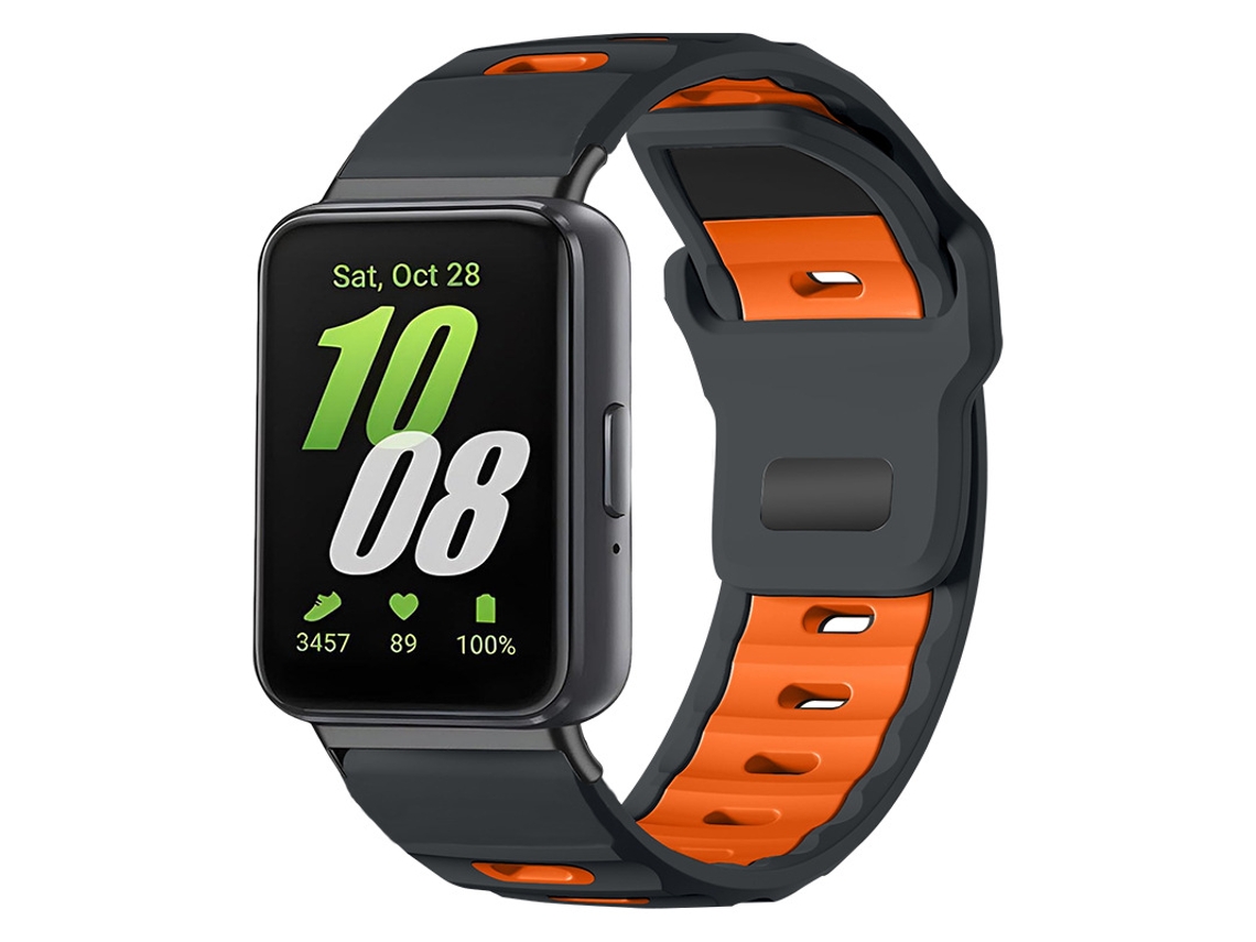 Pulseira Desportiva Em Silicone Para Samsung Galaxy Fit 3, Pulseira De Substituição Perfurada E Respirável Em Dois Tons Cinza Fumê Panoona