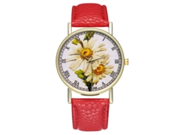 Relógio de Pulso Marguerite de Moda Quartz Leisure com Pulseira de Couro Vermelha